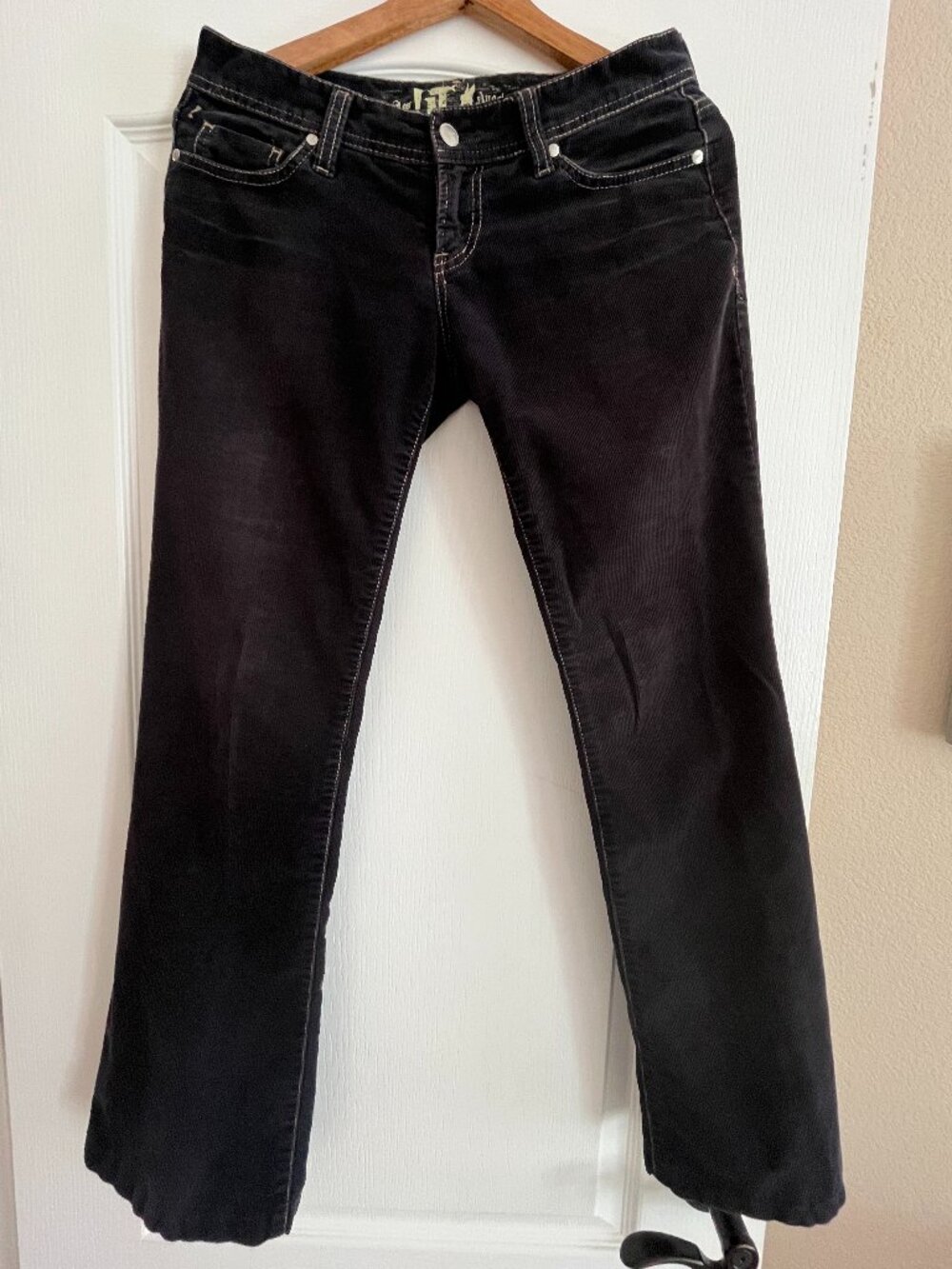 !it "Hottie" Corduroy Pants Womens 26R Deep Navy Blue Flare Low Rise Y2K - Picture 2 of 8